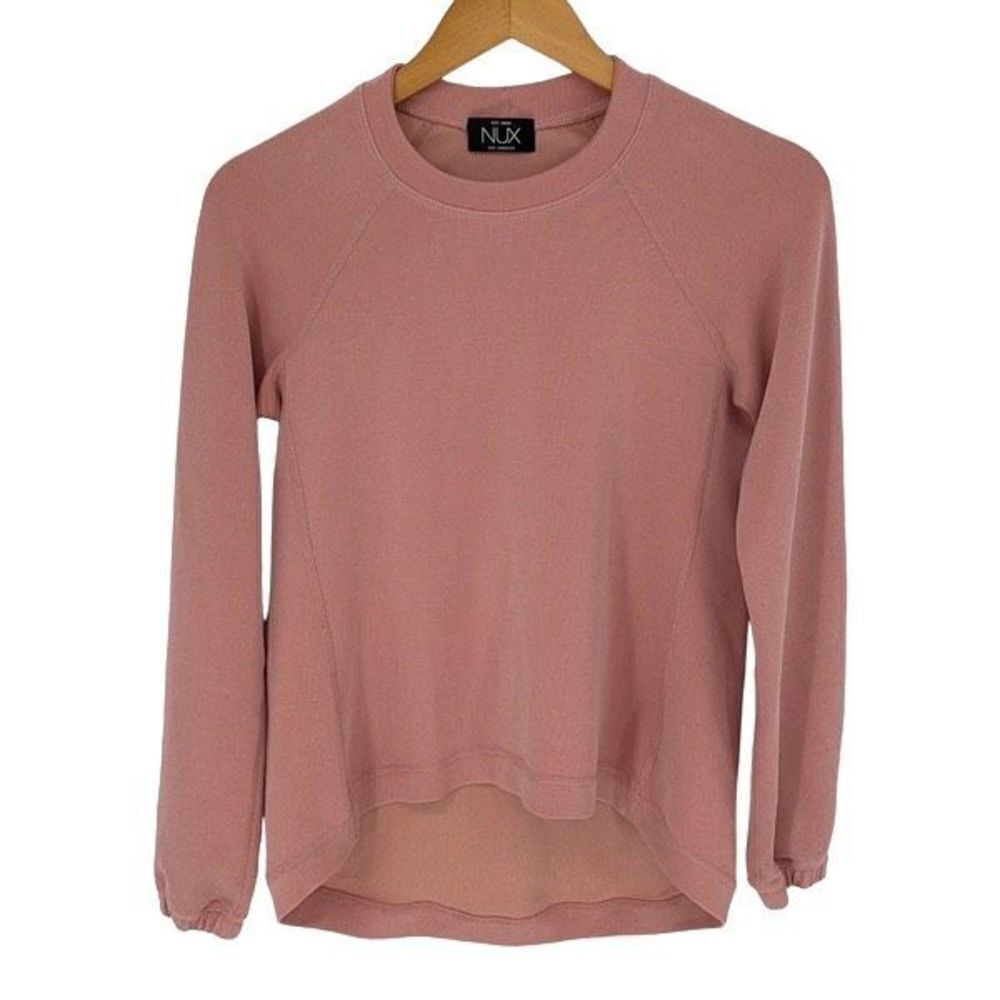 NUX Womens Modal Raglan Sleeve Crew Neck Pullover Sweater Pink Small